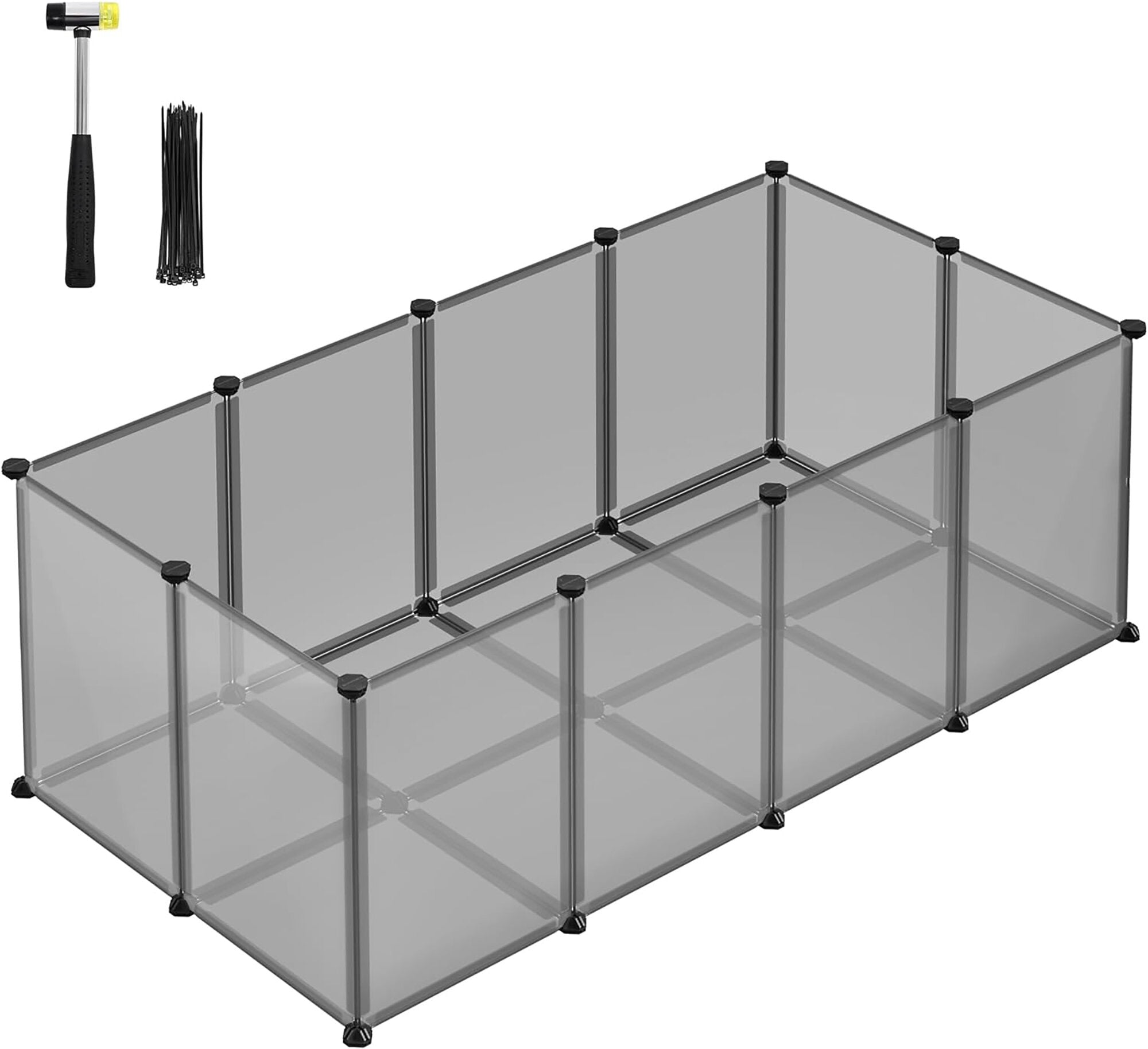 SONGMICS Tarc modular pentru animale mici, ABS, configurabil, 125x63x42 cm, gri
