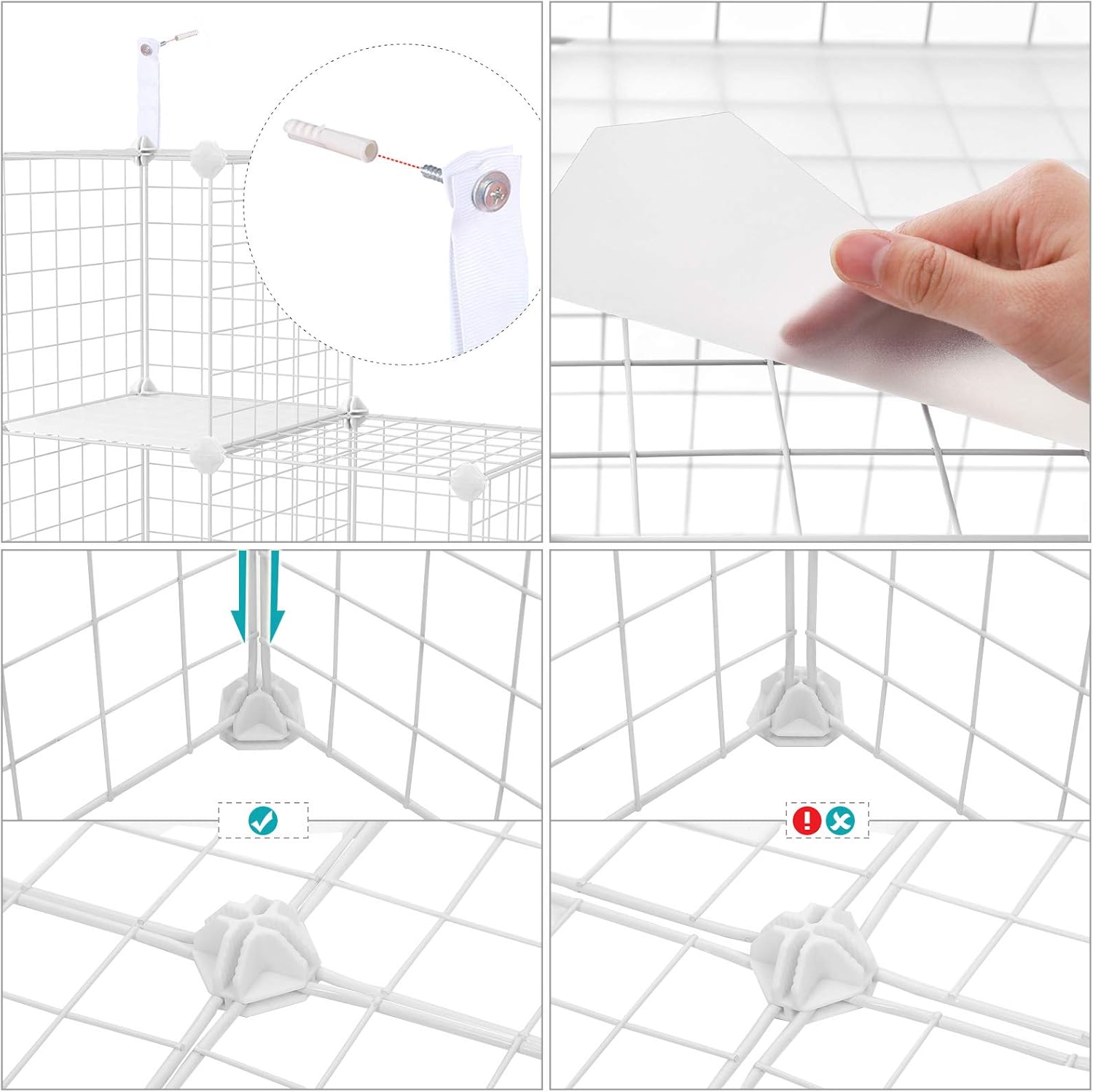 SONGMICS Organizator cu 16 cuburi modulare de depozitare, configurabil, metalic, 123x31x123cm, alb