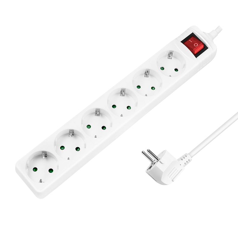 PRELUNGITOR Logilink, Schuko x 6, cablu 3G 1.5mm2, 230 V/16 A, 50 Hz, max. 3500 W, buton intrerupator iluminat, IP20, 1.5m