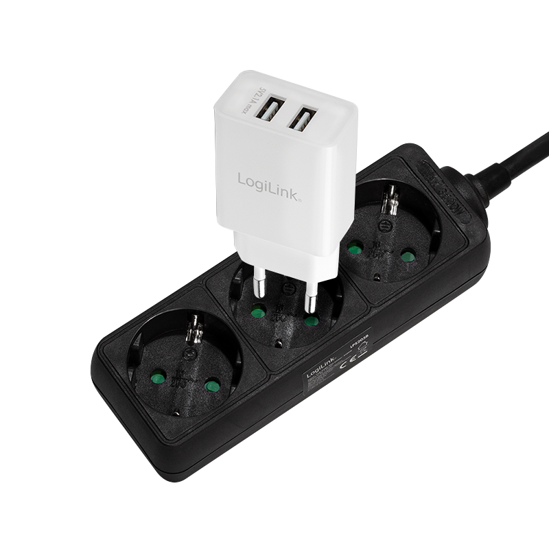 PRELUNGITOR LOGILINK, Schuko x 3, cablu 3G 1.5mm2, 230 V/16 A, 50 Hz, max. 3500 W, IP20, 1.5m, negru, "LPS205B"