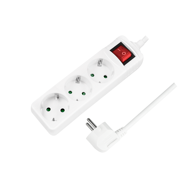 PRELUNGITOR LOGILINK, Schuko x 3, cablu 3G 1.5mm2, 230 V/16 A, 50 Hz, max. 3500 W, buton intrerupator iluminat, IP20, 1.4m, alb, "LPS206"