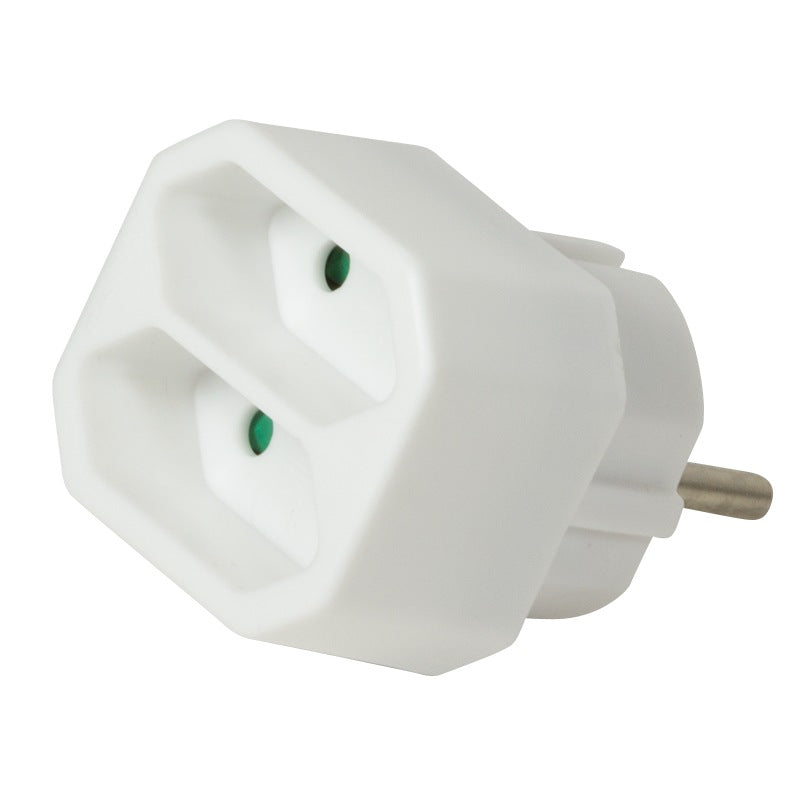 PRELUNGITOR LOGILINK, Euro skt x 2, conectare prin Schuko (T), 16A, fara protectie, alb, "LPS218"