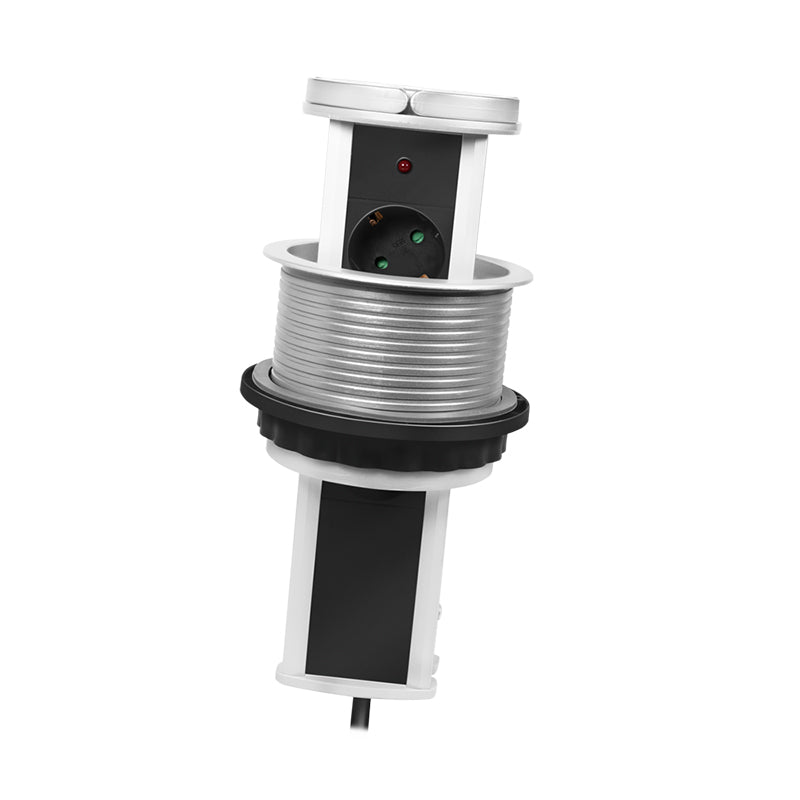PRELUNGITOR LOGILINK, mecanism ridicare/coborare, indicator LED, Schuko x 3, 230 V/16 A 3500 W max, cablu 3G 1.5mm2, 1.8 m, argintiu/negru/alb "LPS235A" (include TV 0.18lei)