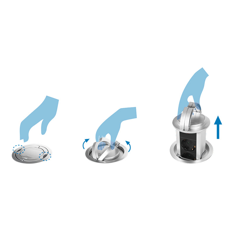 PRELUNGITOR LOGILINK, mecanism ridicare/coborare, indicator LED, Schuko x 3, 230 V/16 A 3500 W max, cablu 3G 1.5mm2, 1.8 m, argintiu/negru/alb "LPS235A" (include TV 0.18lei)