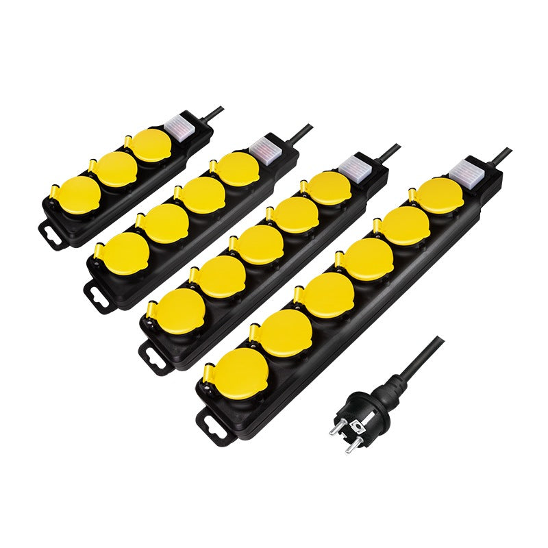 PRELUNGITOR LOGILINK, Schuko x 4, conectare prin Schuko (T), cablu 1.5 m, 16 A, protectie stropire cu apa, negru/ galben, "LPS254"