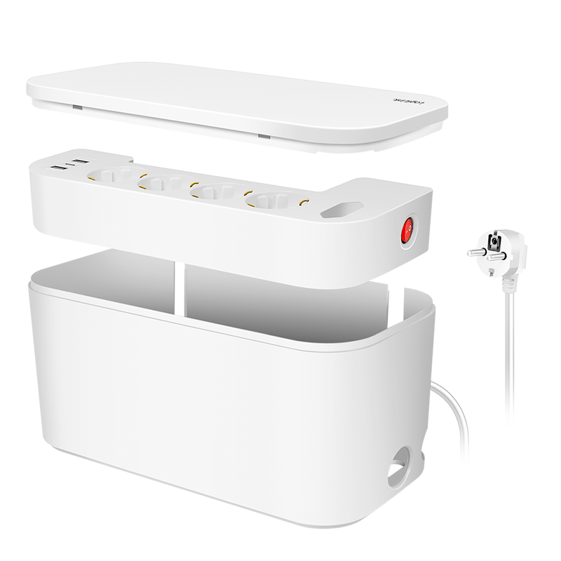PRELUNGITOR LOGILINK, Schuko x 5, conectare prin Schuko (T), cutie management cabluri, 16 A, 2xUSB-A, 1xUSB-C, protectie IP20, alb, "LPS281U"