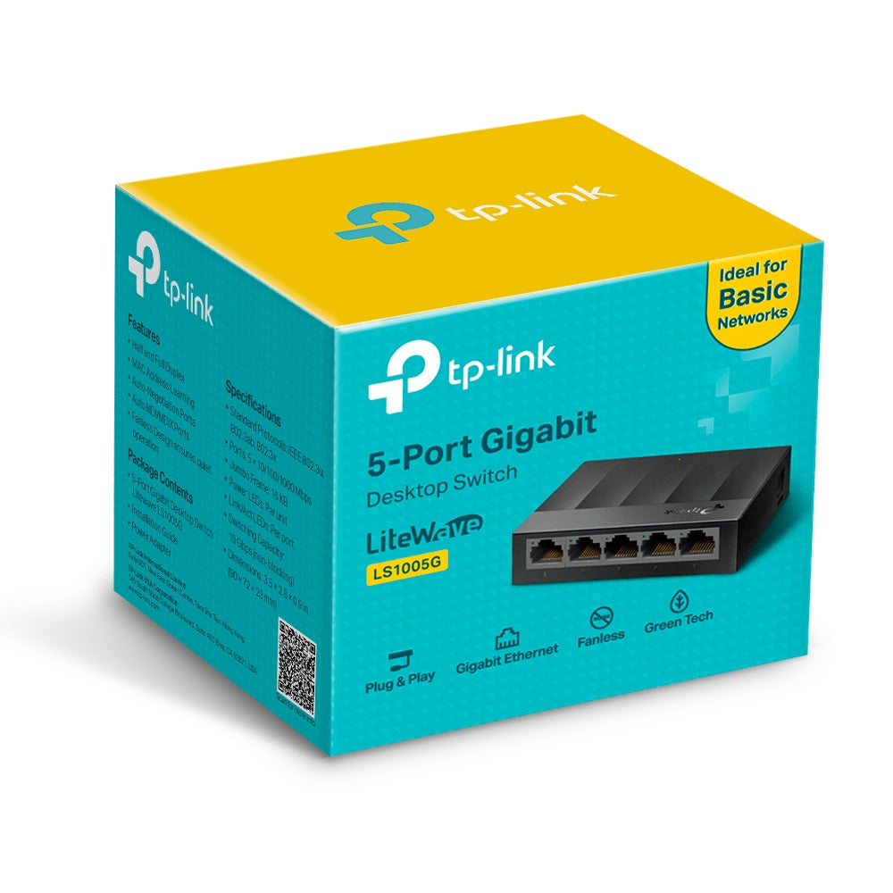 SWITCH TP-LINK 5 porturi Gigabit LiteWave, fanless "LS1005G"