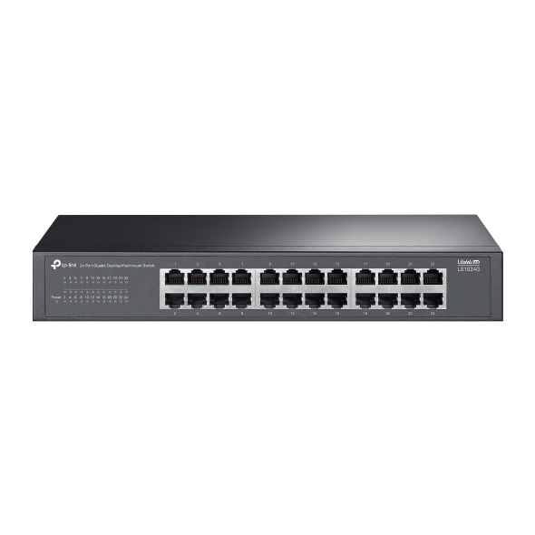 SWITCH TP-LINK 24 porturi Gigabit, fanless, instalare desktop / rackmount, carcasa metalica "LS1024G"