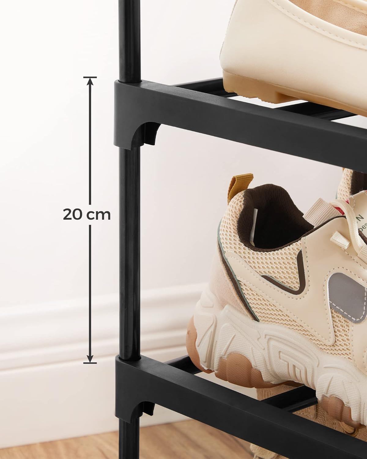 SONGMICS Set 2 suporturi pentru pantofi cu 3 niveluri, structura metalica, 30x92x54 cm, negru