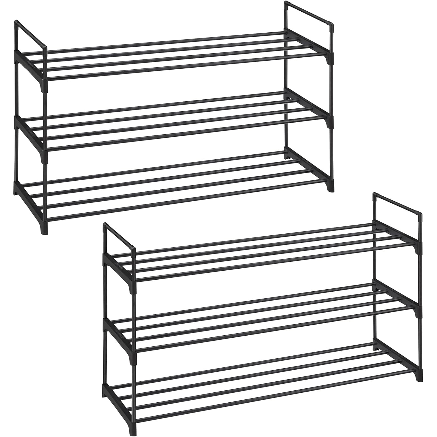 SONGMICS Set 2 suporturi pentru pantofi cu 3 niveluri, structura metalica, 30x92x54 cm, negru