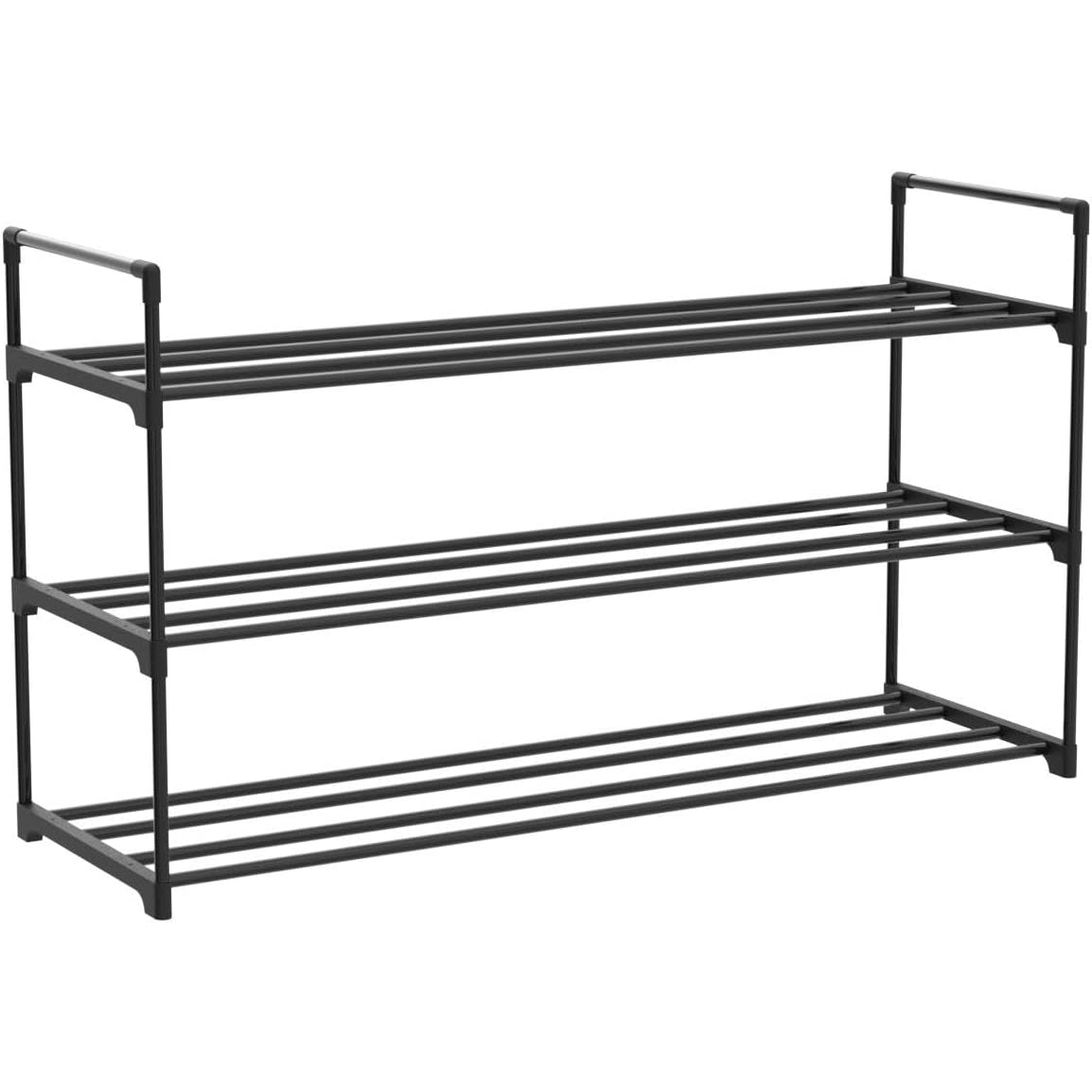 SONGMICS Set 2 suporturi pentru pantofi cu 3 niveluri, structura metalica, 30x92x54 cm, negru