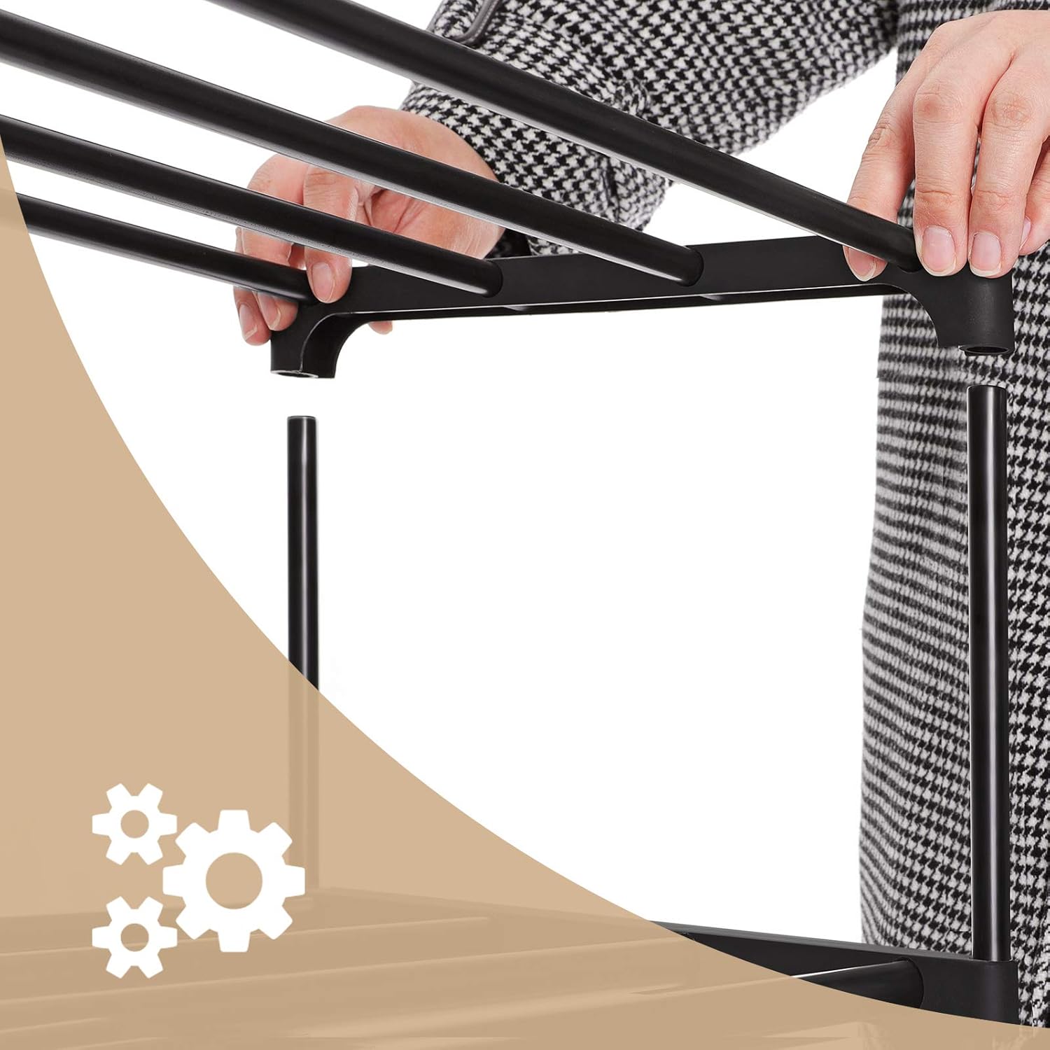 SONGMICS Raft pantofi 6 niveluri, 12 perechi incaltaminte, structura metalica, 45x30x106 cm, negru