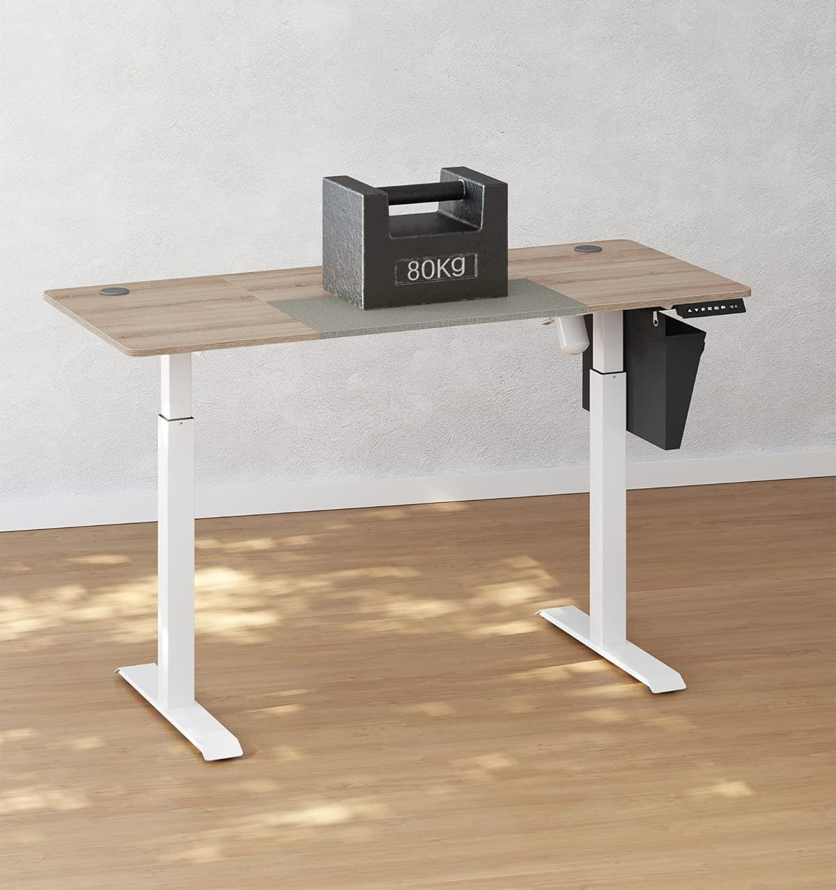 SONGMICS Birou cu reglaj electric pe inaltime, memorie cu 4 inaltimi, 60x140x(72-120)cm, gri stejar