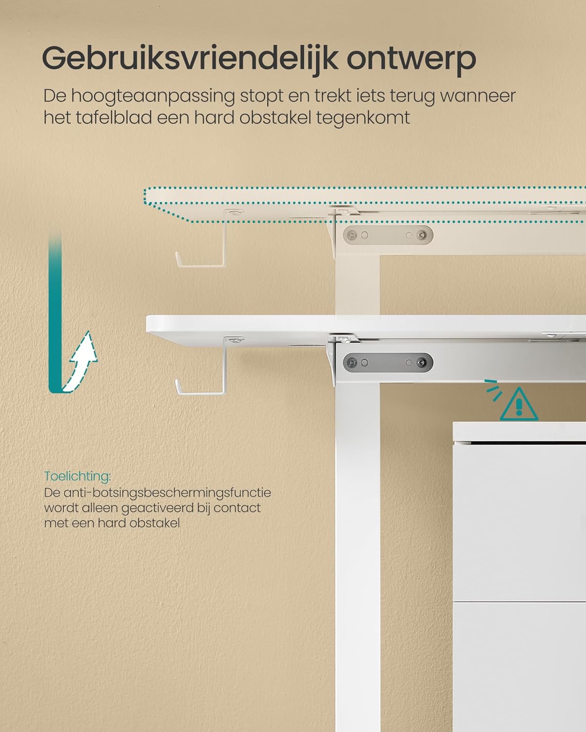 SONGMICS Birou electric reglabil pe inaltime, 120x60x(72-120) cm, memorie 4 pozitii, USB-C, cadru metalic, alb
