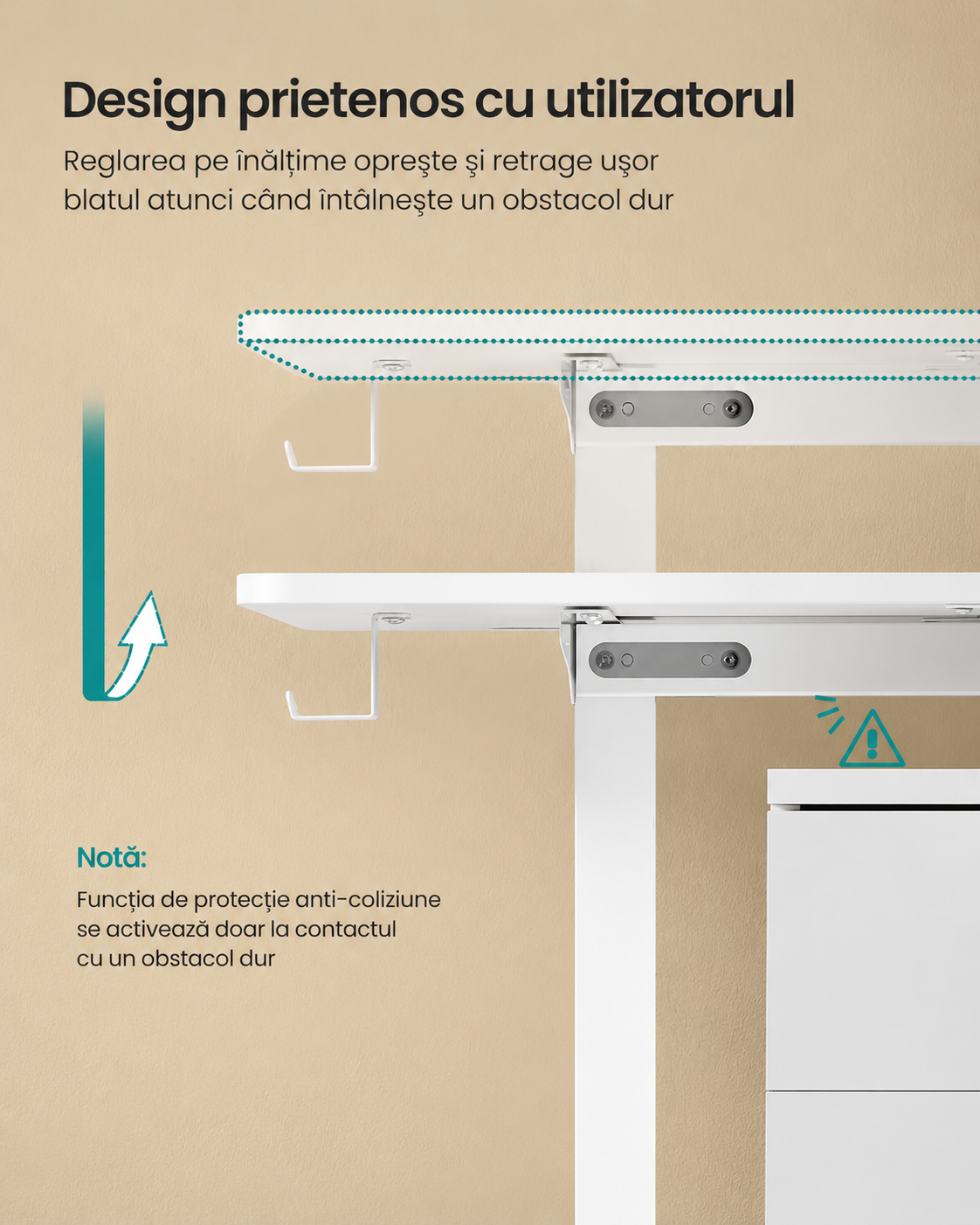 SONGMICS Birou electric reglabil pe inaltime, 120x60x(72-120) cm, memorie 4 pozitii, USB-C, cadru metalic, alb