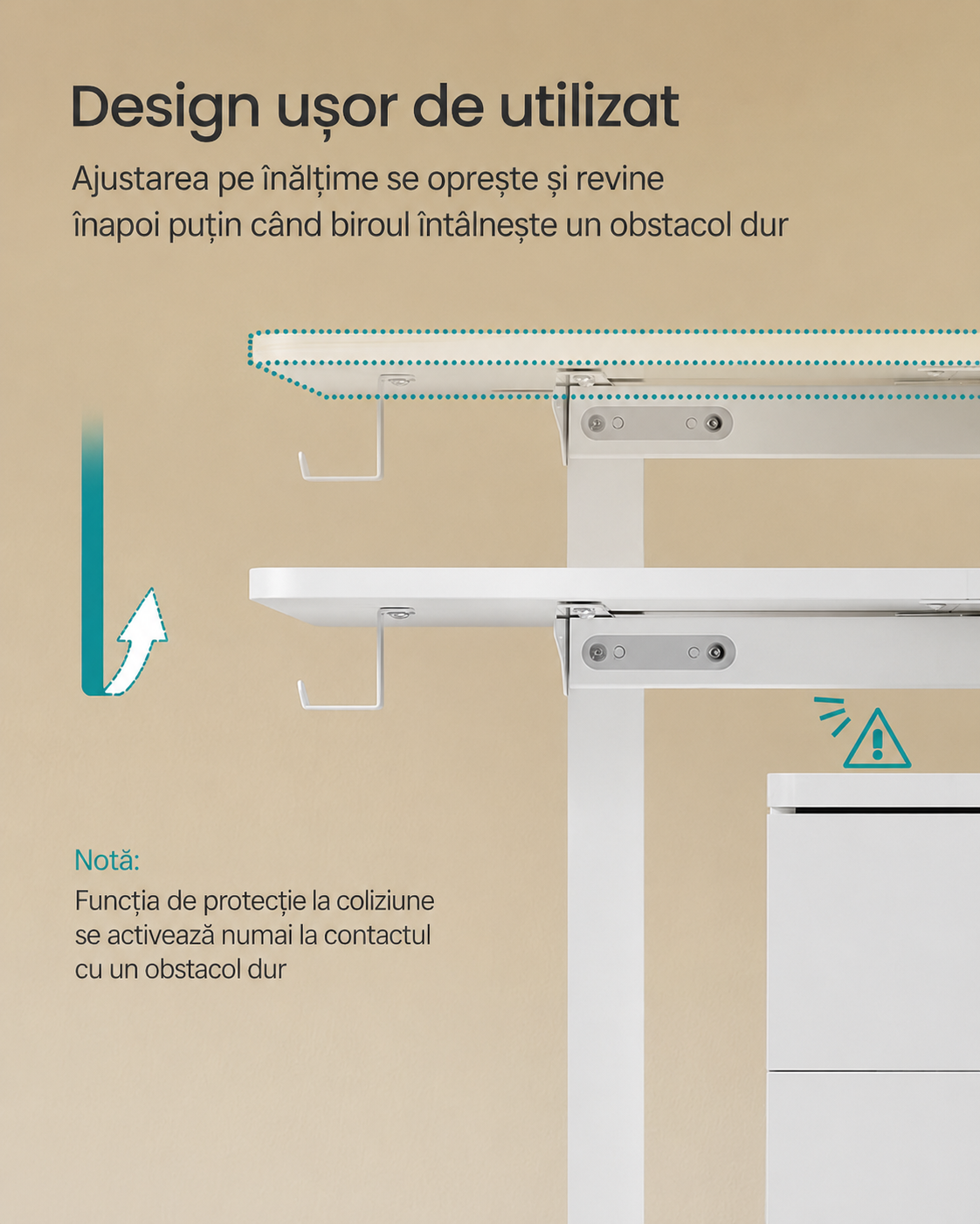 SONGMICS Birou reglabil electric, inaltime ajustabila 72-120 cm, cadru otel, blat PAL 140x60 cm, functie memorie 4 pozitii, alb