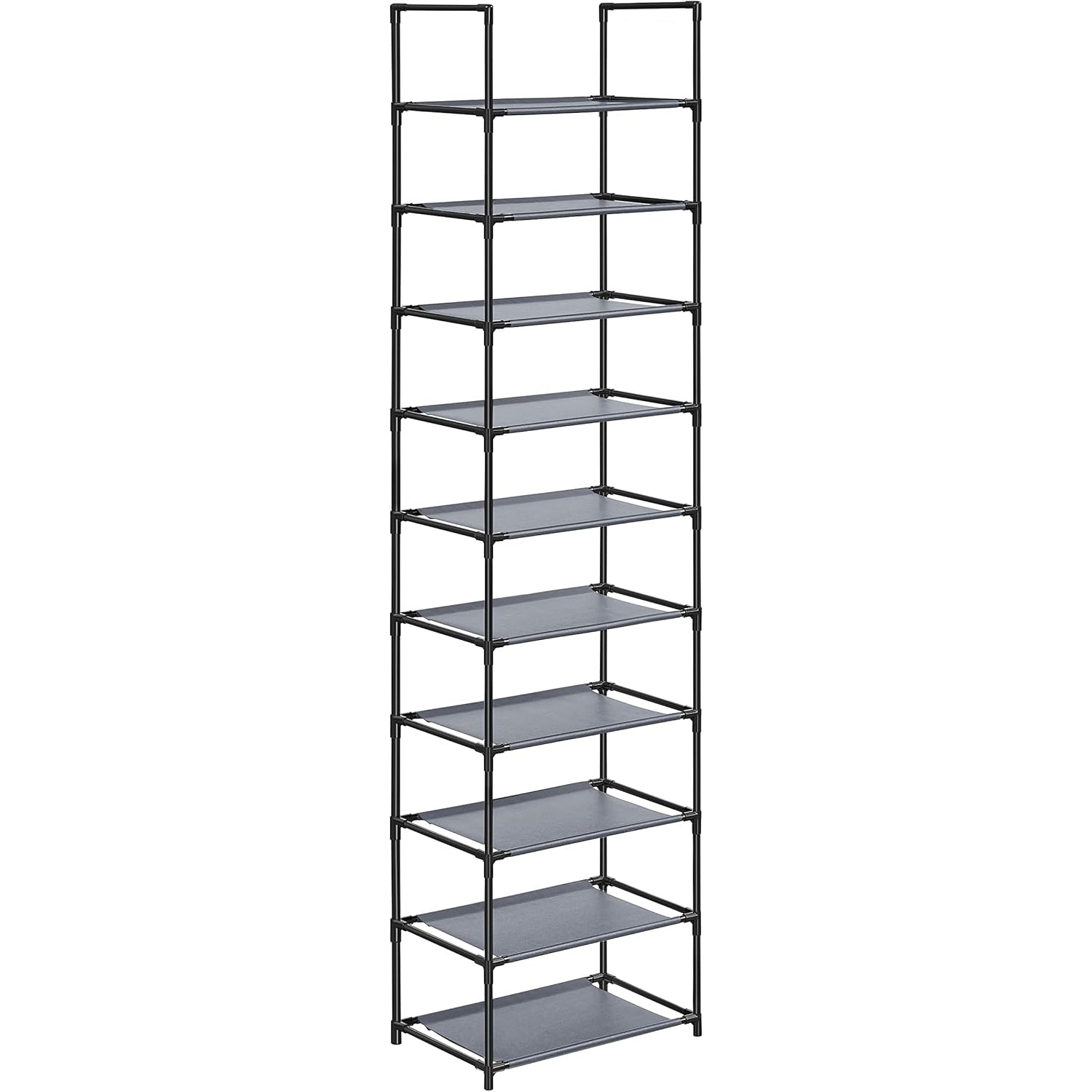 SONGMICS Pantofar cu 10 niveluri, cadru metalic si rafturi textile, 28x45x173 cm, gri