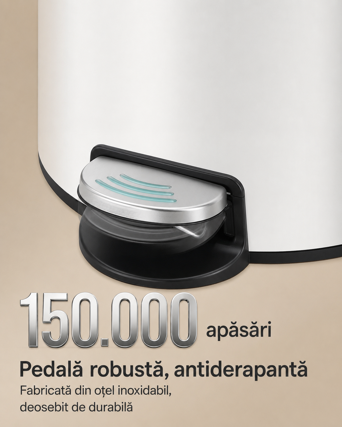 SONGMICS Cos de gunoi cu pedala, capac soft-close, galeata detasabila, otel, 30L, saci menajeri inclusi, alb