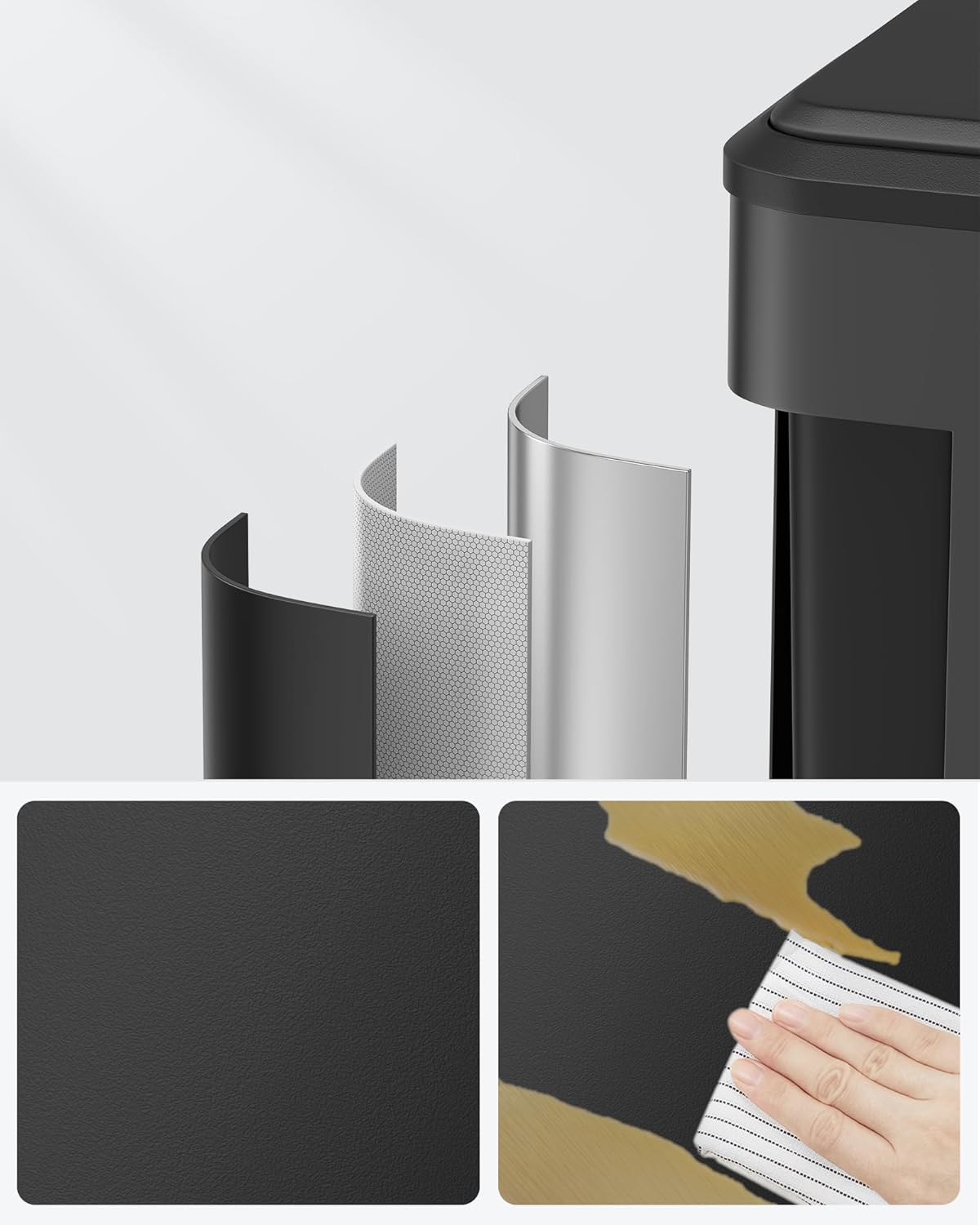 SONGMICS Cos gunoi metalic, 2 compartimente, 2x15 litri, pedala si inchidere silentioasa, negru