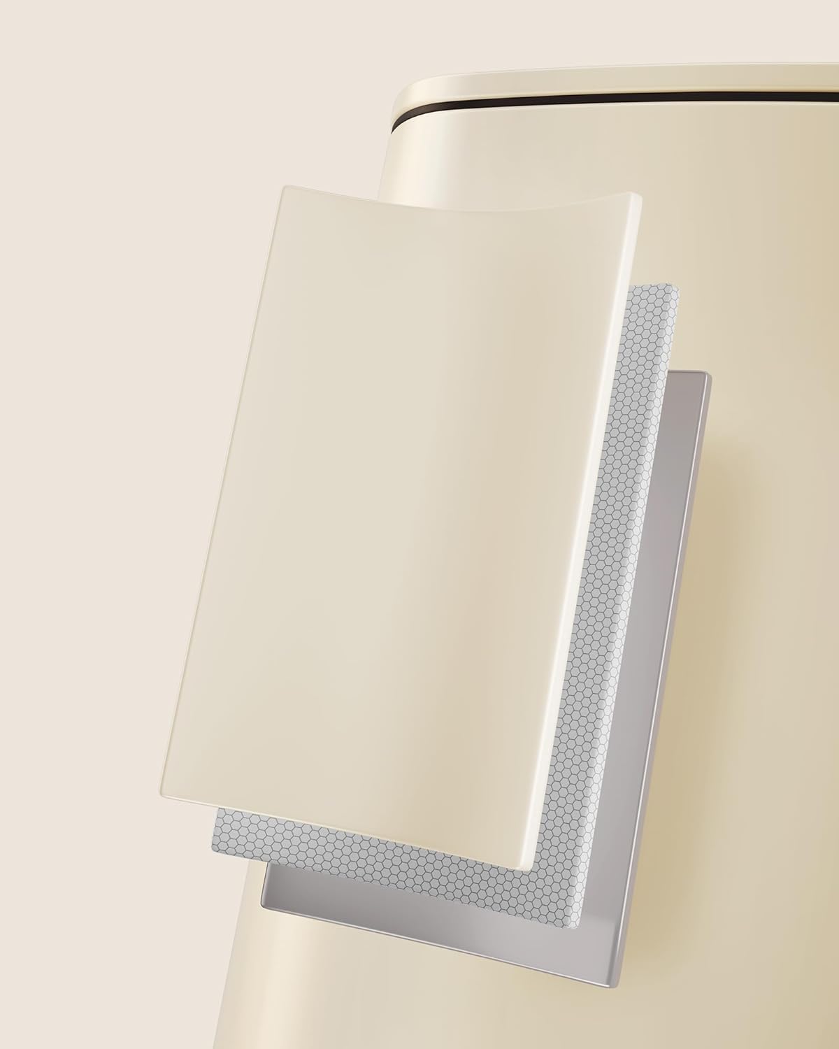SONGMICS Cos gunoi 34x29x54 cm, 30L, cu pedala, capac silentios si galeata interioara detasabila, bej