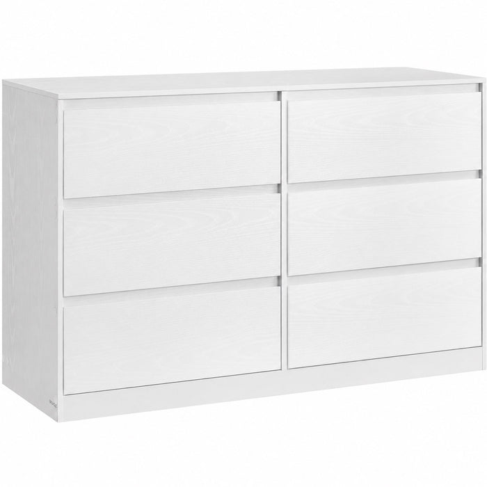 VASAGLE Comoda cu 6 sertare, design modern minimalist, PAL si MDF, 119x40x75 cm, alb - BazarOltenia
