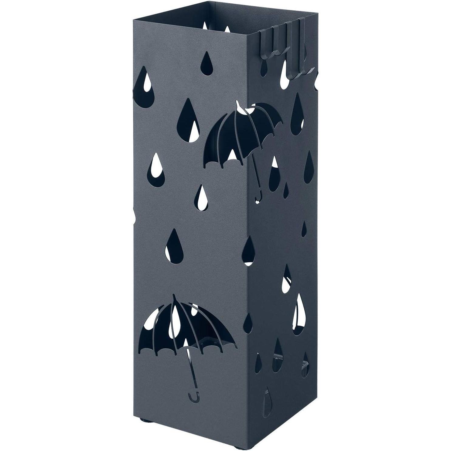 SONGMICS Suport metalic pentru umbrele, cu carlige si tava de picurare, 16x16x49cm, gri