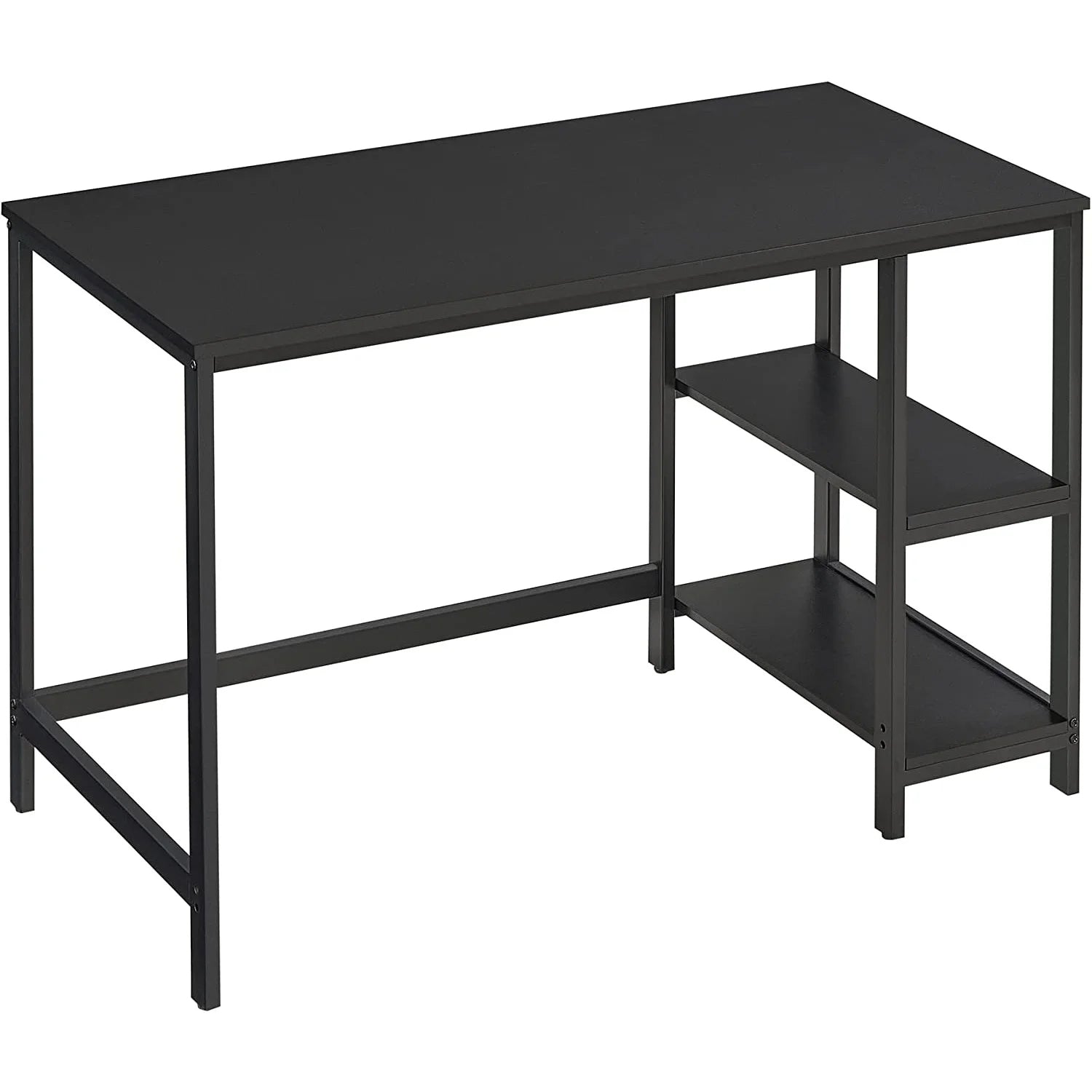 VASAGLE Birou calculator cu raft lateral reglabil, cadru metalic, stil industrial, 120x60x76 cm, negru