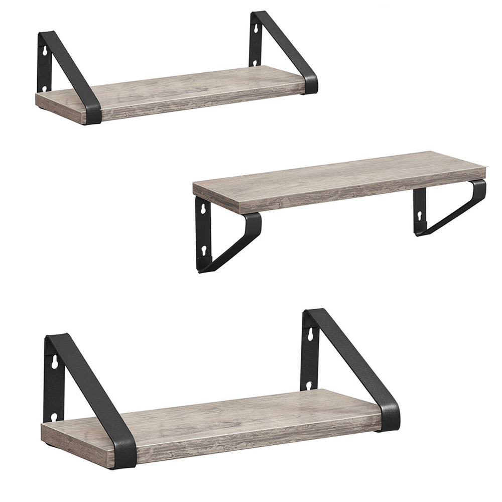 VASAGLE Raft de perete, set 3 bucati 30cm, 35cm si 40cm, 2 moduri de montare, gri si negru