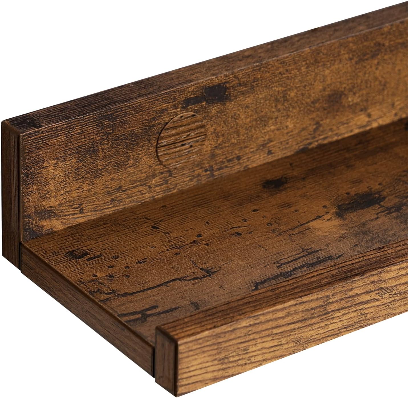 VASAGLE Set 3 rafturi suspendate plutitoare, cu margine frontala inaltata, 38x10x5 cm, maro rustic