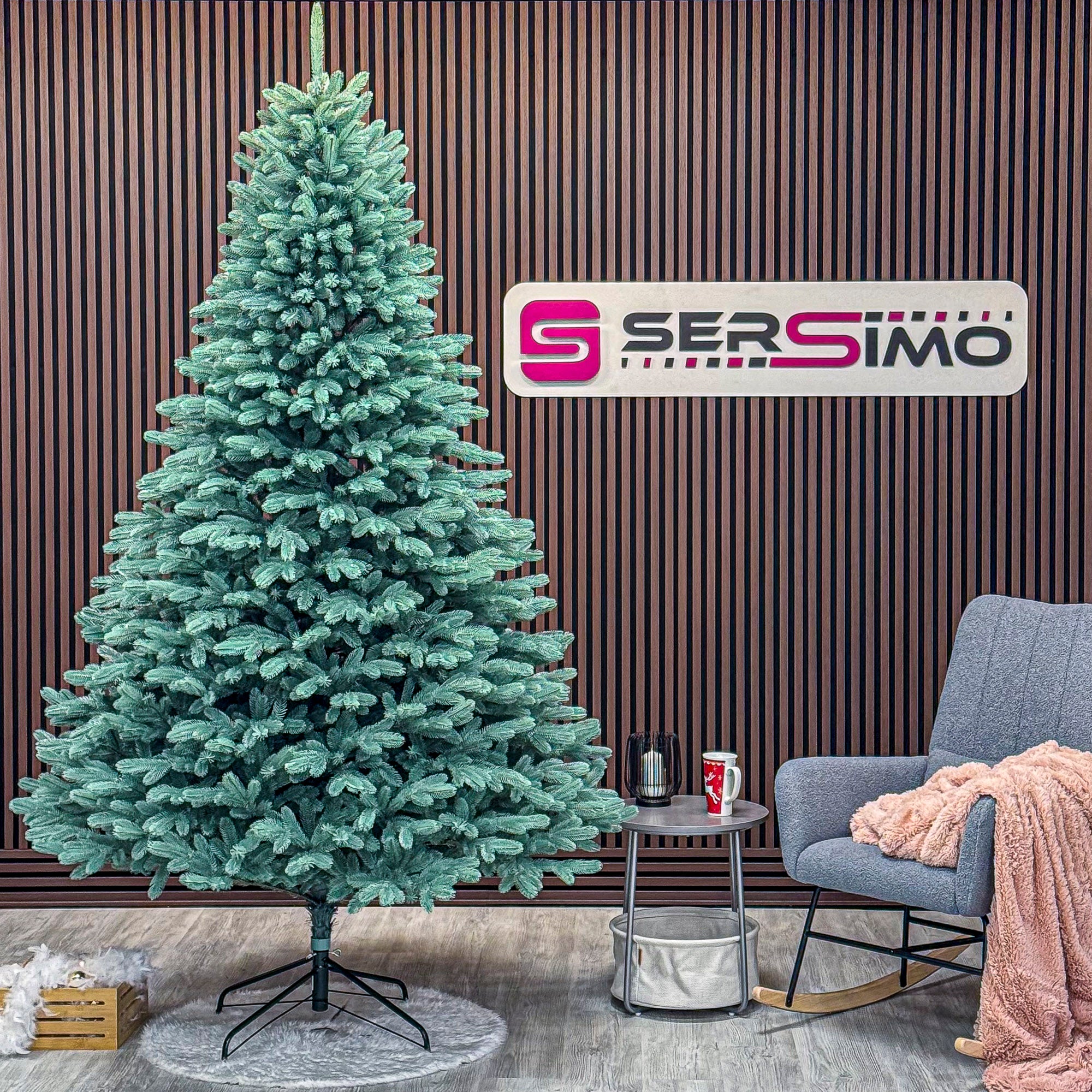 Brad artificial Christmas Deluxe by Sersimo, Laponia Select argintiu, integral 3D, 250cm