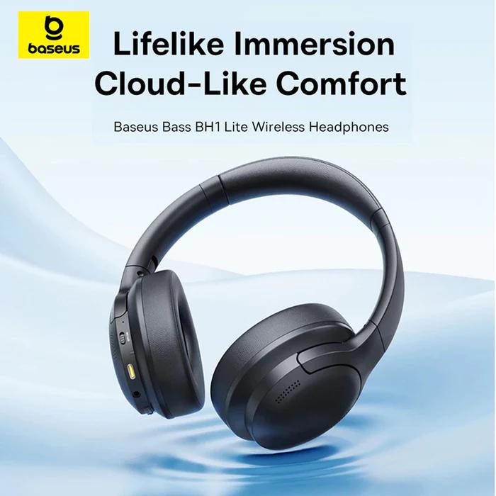 CASTI Baseus Bowie Bass BH1 Lite Wireless Noise Cancelling, over ear, 40mm Dynamic Drivers, autonomie 80 ore, microfon pe casca, conectare prin Bluetooth 6.0, negru "A0203C00" (timbru verde 0.18 lei) - 6953156299320