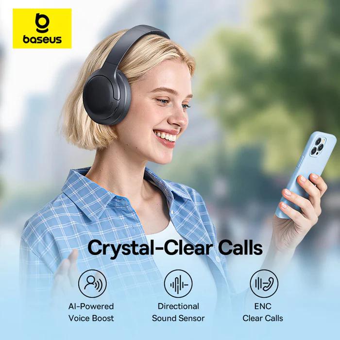 CASTI Baseus Bowie Bass BH1 Lite Wireless Noise Cancelling, over ear, 40mm Dynamic Drivers, autonomie 80 ore, microfon pe casca, conectare prin Bluetooth 6.0, negru "A0203C00" (timbru verde 0.18 lei) - 6953156299320