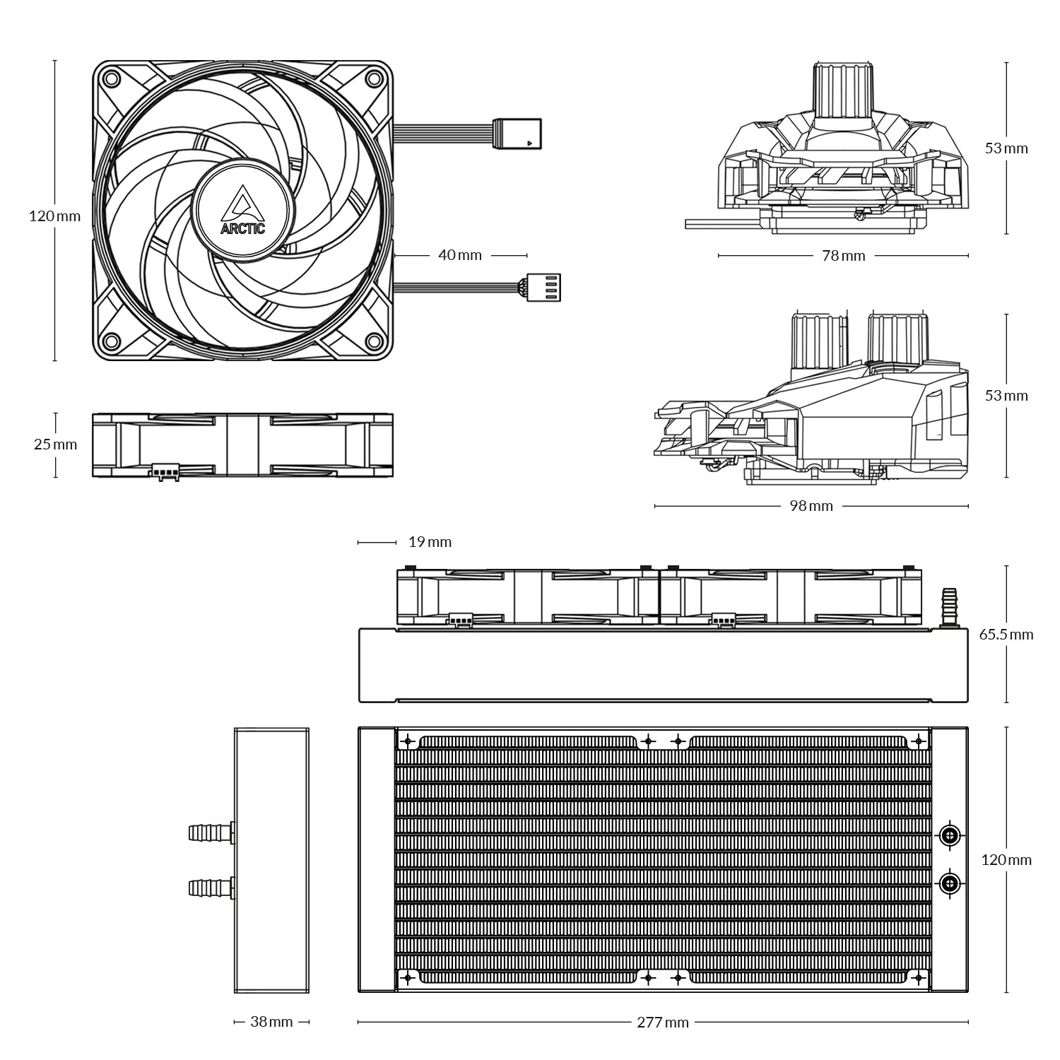 COOLER Arctic "Liquid Freezer III Pro 240 ARGB", skt. LGA1851, LGA 1700, AM4, AM5, racire cu lichid, 2 x 120mm P12 Pro, 600 - 3000 RPM, ARGB adresabil, negru "ACFRE00182A"