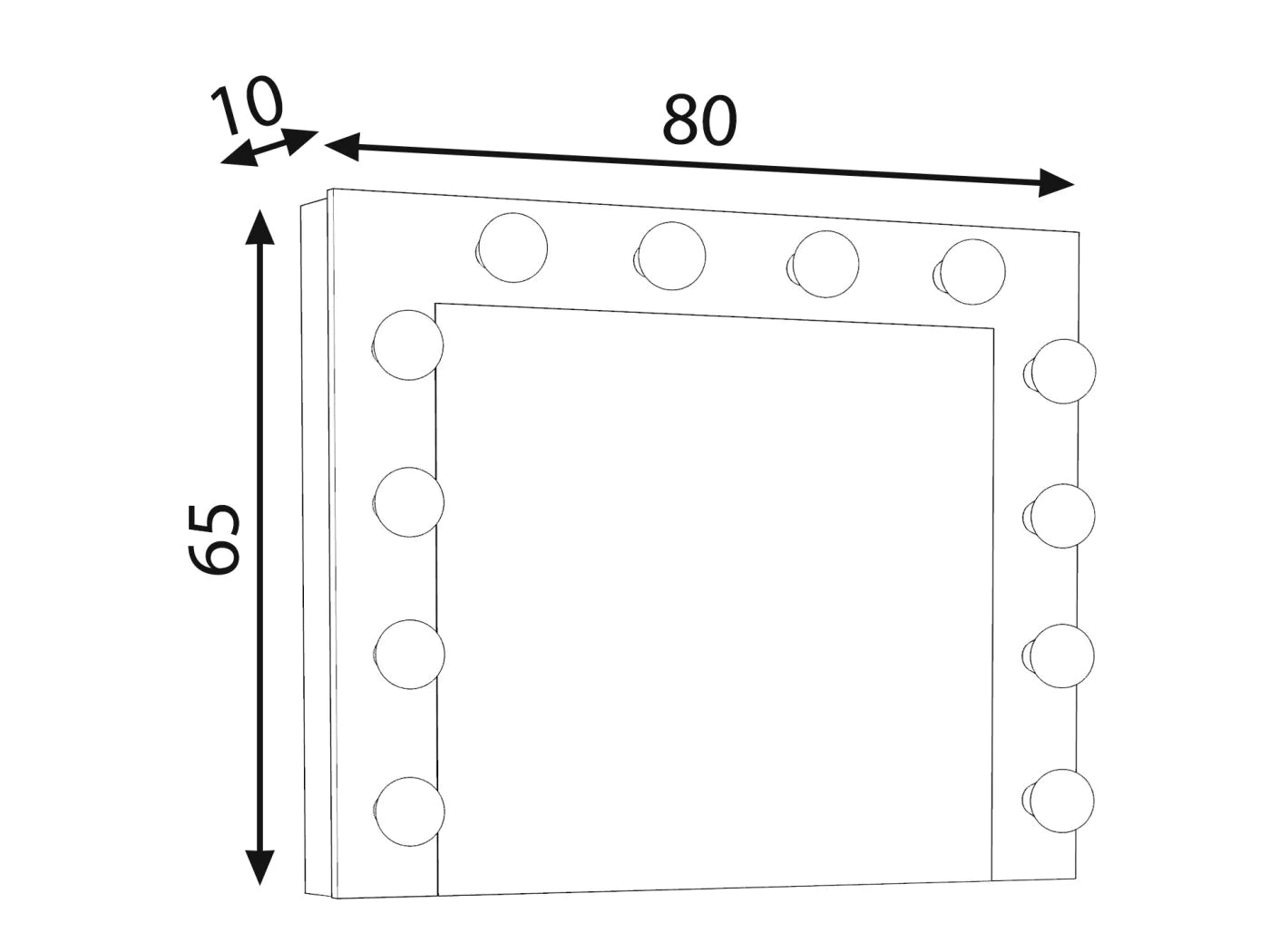Oglinda machiaj cu 12 becuri LED, lumina neutra, 80x10x65 cm, alb - 4