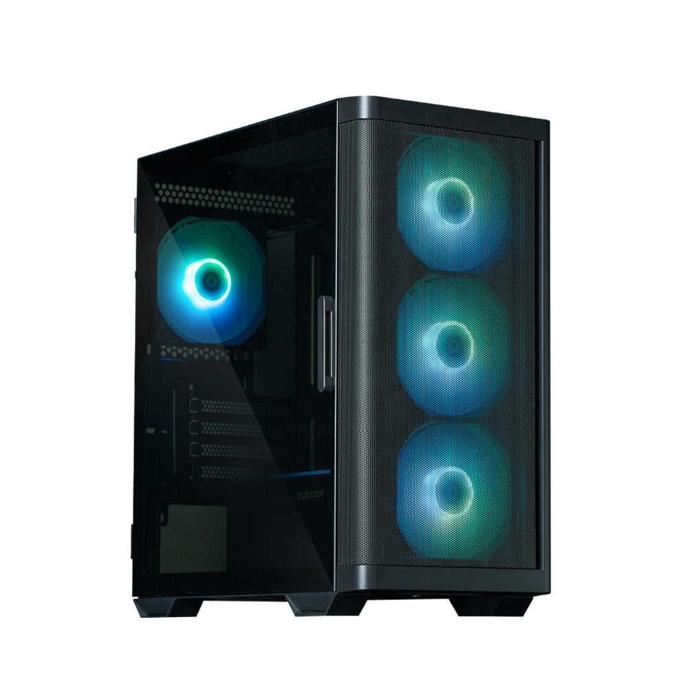 CARCASA Zalman "M4", mini tower, gaming, fara sursa, suporta 8xfan, 6xfan inclus, PSU shroud, USB 3.1 gen1 x 2, USB 2.0 x 1, audio+mic, negru, "M4 Black"