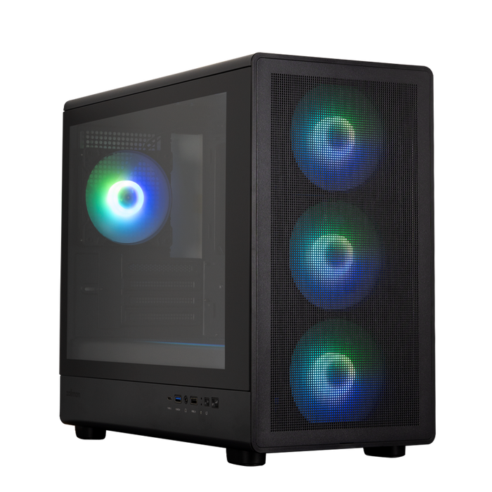 CARCASA Zalman "M5", mini tower, gaming, fara sursa, suporta 12xfan, 4xfan inclus, PSU shroud, afisaj electronic, USB Type-C x 1, USBx2, audio+mic, 4 sloturi expansiune, negru, "M5 Negru