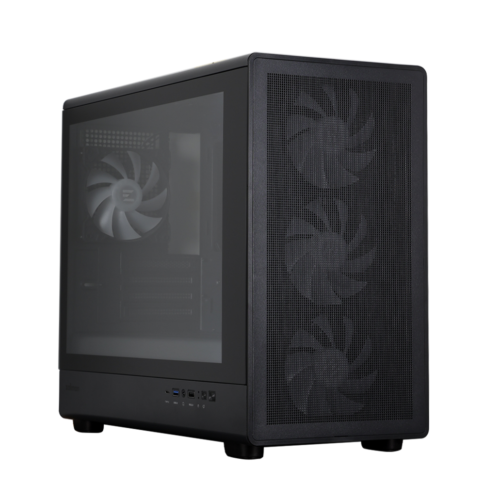 CARCASA Zalman "M5", mini tower, gaming, fara sursa, suporta 12xfan, 4xfan inclus, PSU shroud, afisaj electronic, USB Type-C x 1, USBx2, audio+mic, 4 sloturi expansiune, negru, "M5 Black"