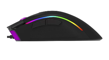 Mouse Delux, gaming, cu fir, USB, optic, 4000 dpi, butoane/scroll 7/1, RGB light, cablu braided, negru, 