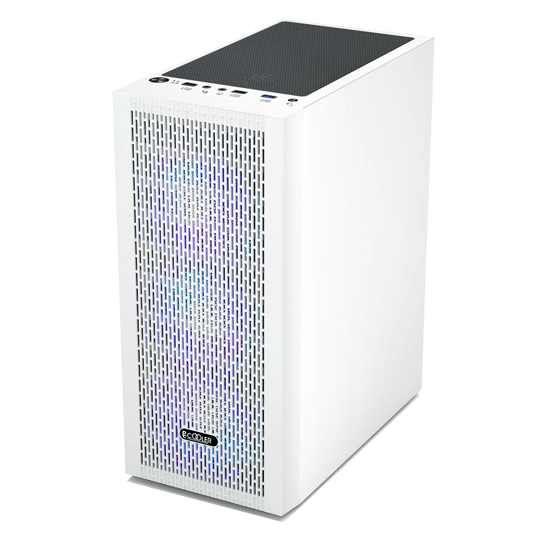 CARCASA PCCOOLER, Middle Tower, ATX, fara sursa, sticla securizata, 3 ventilatoare incluse, iluminare ARGB, alb, USB 3.2 gen