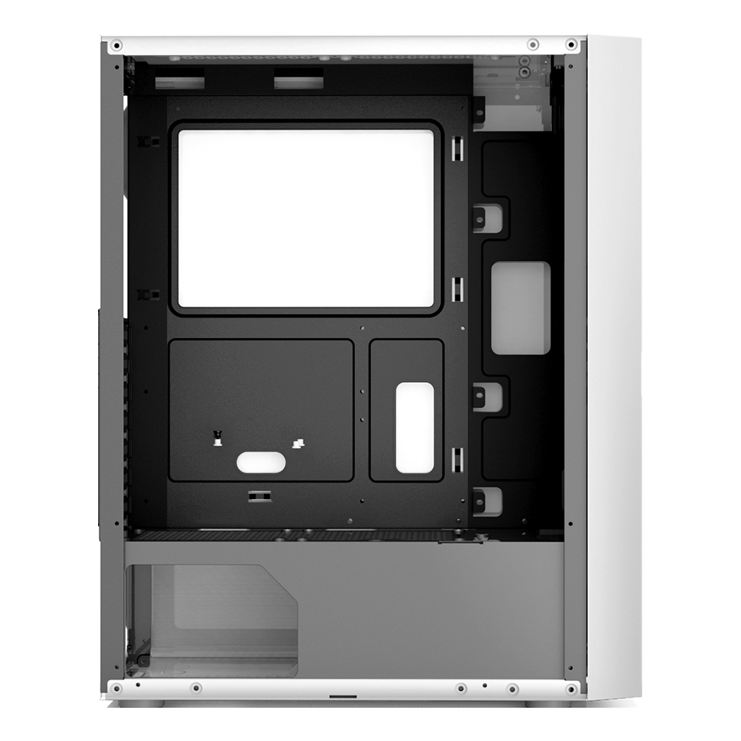 CARCASA PCCOOLER, Middle Tower, ATX, fara sursa, sticla securizata, 3 ventilatoare incluse, iluminare ARGB, alb, USB 3.2 gen