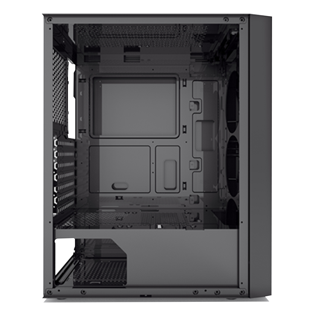 CARCASA PCCOOLER, Middle Tower, ATX, fara sursa, sticla securizata, 3 ventilatoare incluse, iluminare ARGB, negru, USB 3.2 gen 1 x 1, USB 2.0 x 2, mic, audio, "MA100 MESH"
