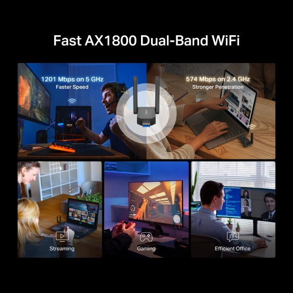 ADAPTOR RETEA MERCUSYS, AX1800 extern wireless dual band 2.4 GHz | 5 GHz, USB 3.0, Wi-Fi 6, 1800 Mbps, antena externa x 2, 