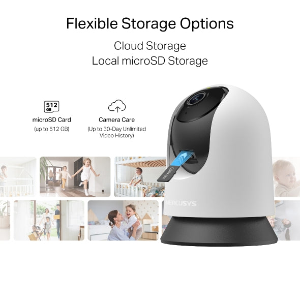 CAMERA IP Mercusys, wireless, cube, pt. interior, dist. IR 9 m, tip lentila fixa 4 mm, 2 Mpx, microfon, carcasa plastic, slot SD card, "MC200"