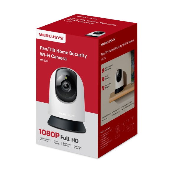 CAMERA IP Mercusys, wireless, cube, pt. interior, dist. IR 9 m, tip lentila fixa 4 mm, 2 Mpx, microfon, carcasa plastic, slot SD card, "MC200"