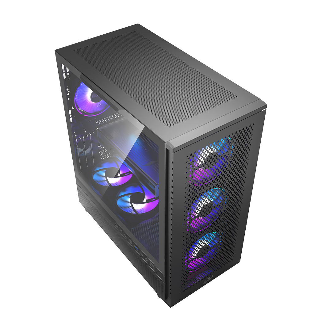 CARCASA PCCOOLER, Tower, ATX, fara sursa, sticla securizata, 3 ventilatoare incluse, iluminare ARGB, negru, USB 3.2 gen 1 x