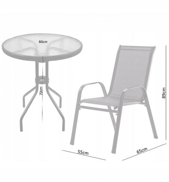 Set mobilier gradina Sersimo Torino, 2 scaune, 1 masa, gri inchis