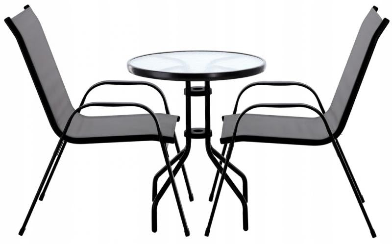 Set mobilier gradina Sersimo Torino, 2 scaune, 1 masa, gri inchis