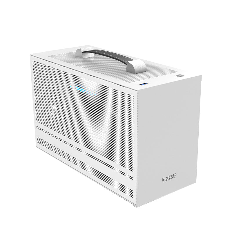 CARCASA PCCOOLER, Mini Tower, ITX, fara sursa, fereastra laterala tip MESH, alb, USB 3.2 gen 1 x 1, USB Type-C x 1, 