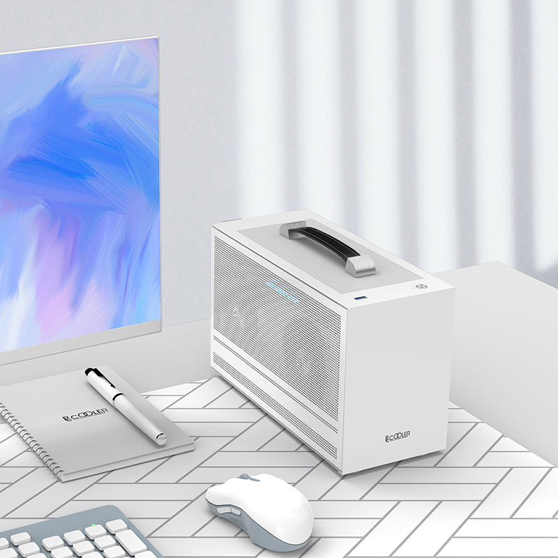 CARCASA PCCOOLER, Mini Tower, ITX, fara sursa, fereastra laterala tip MESH, alb, USB 3.2 gen 1 x 1, USB Type-C x 1, "MINI I100W PRO MESH"