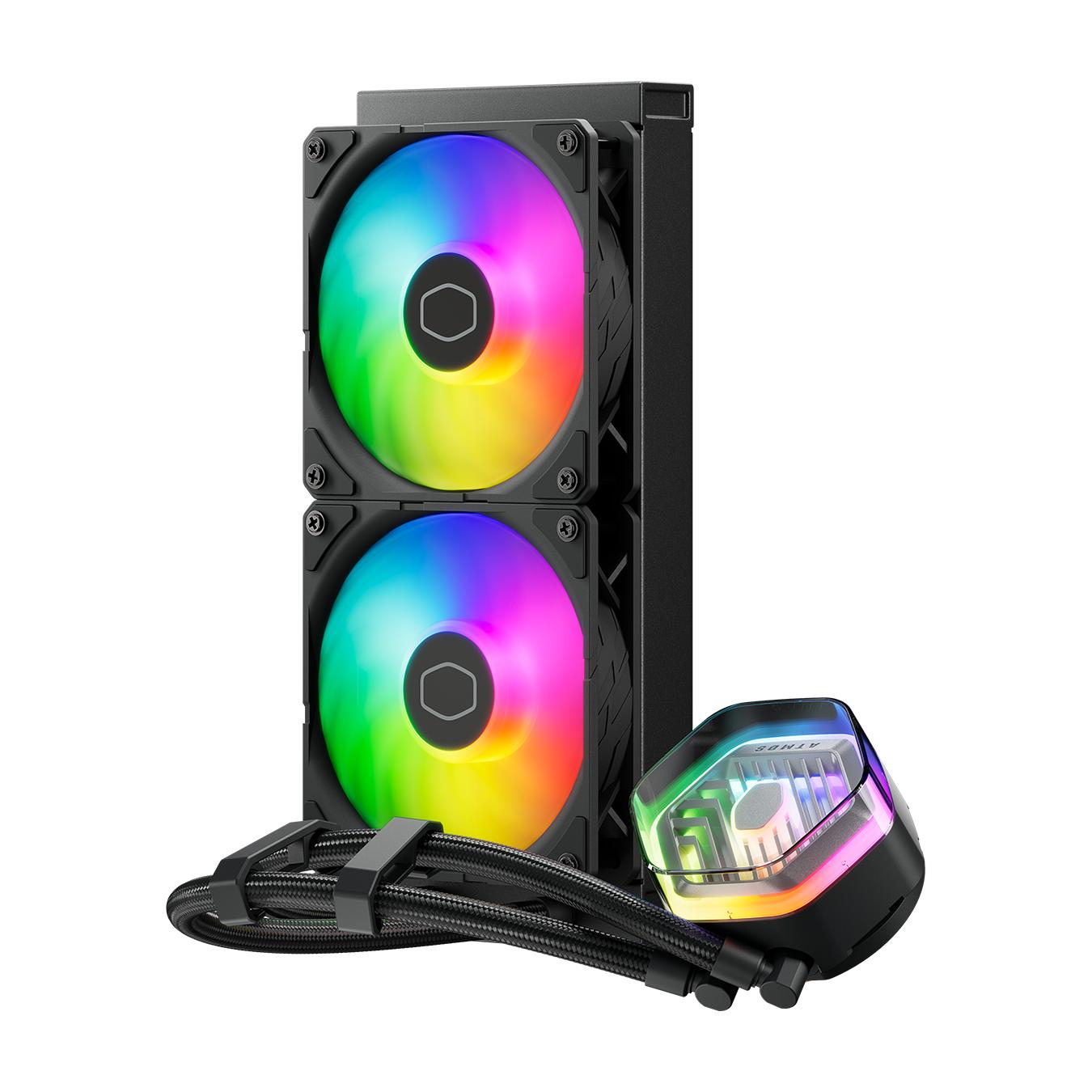 COOLER Cooler Master "MASTERLIQUID 240 ATMOS",racire lichid,skt. Intel LGA 1700/1200/115x,AMD AM5/AM4,radiator aluminiu,pompa,2x120mm,2500rpm,4-pin,ARGB,negru "MLX-D24M-A25PZ-R1"